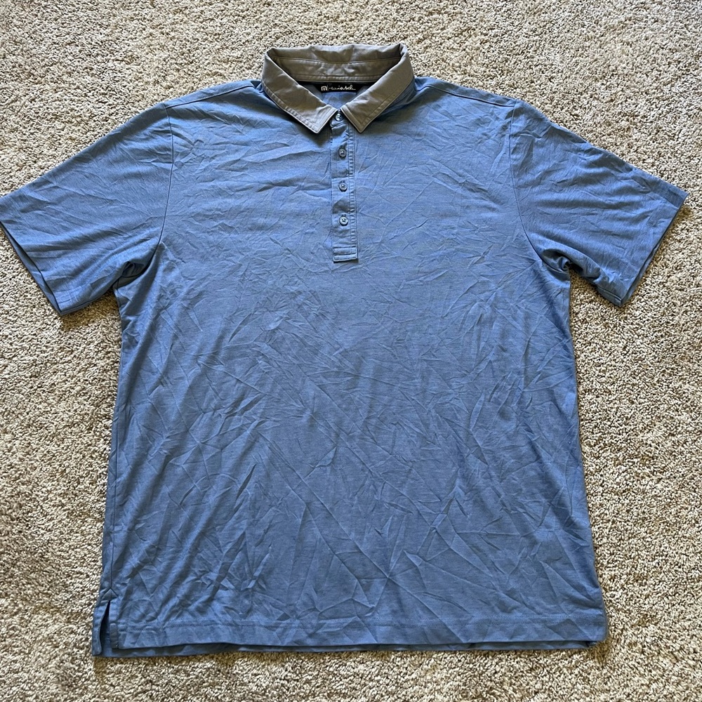 Travis Mathew Men’s Blue Collared Polo Shirt Size XL Golf Pima Cotton